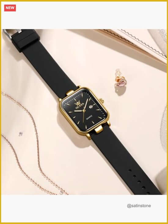 Square Dial Silicone Strap Elegant Quartz Waterproof Watch - Easy Read